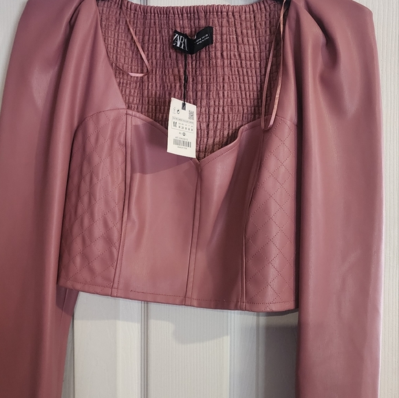 Zara Faux Leather Crop Top M - Picture 2 of 4